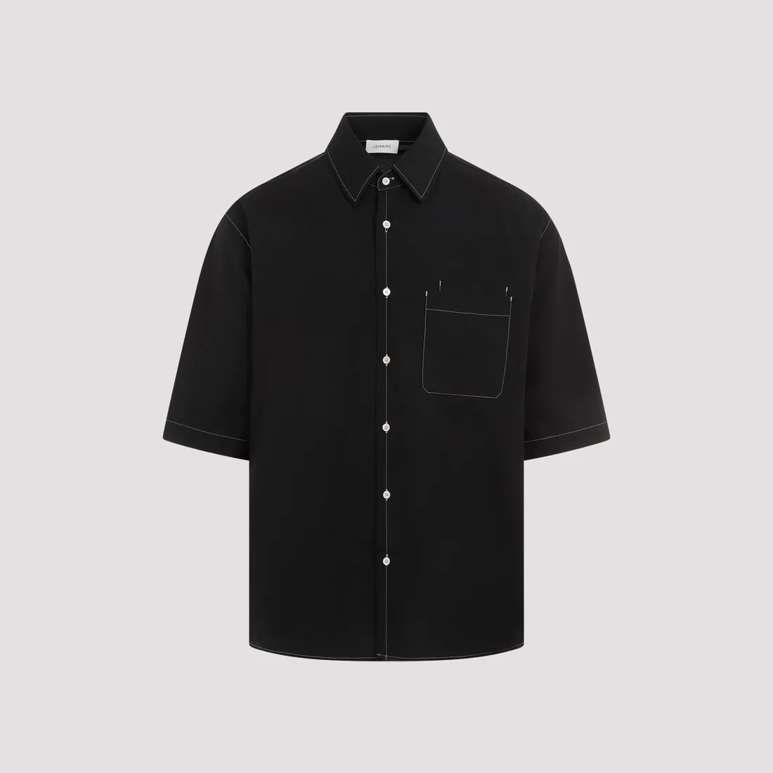 Lemaire Double Pocket SS Shirt SH1079.LF1234-BK999 BLACK | IlDuomo