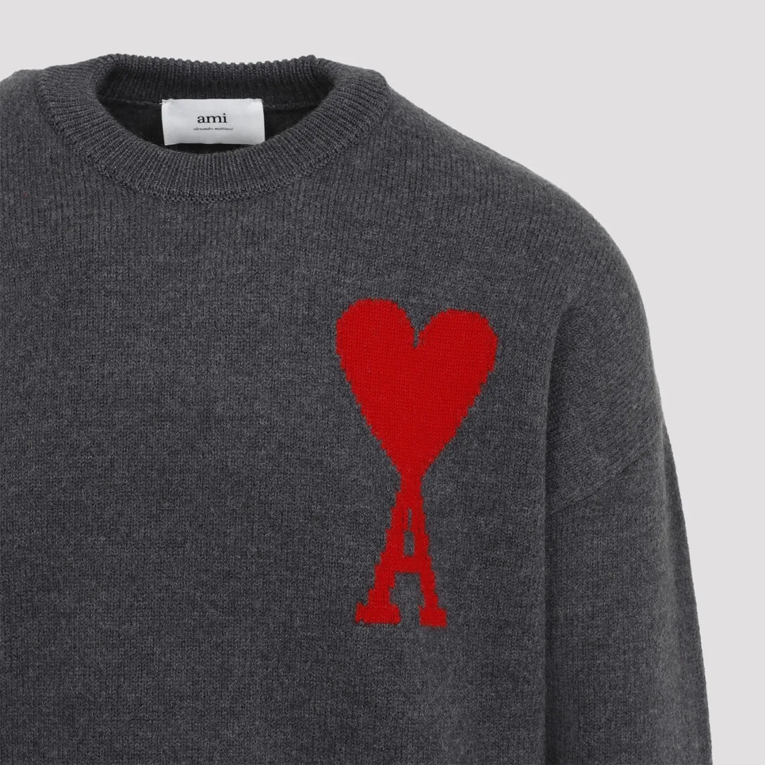 Ami ADC Crewneck Sweater UKS002.018-067 GREY RED | IlDuomo