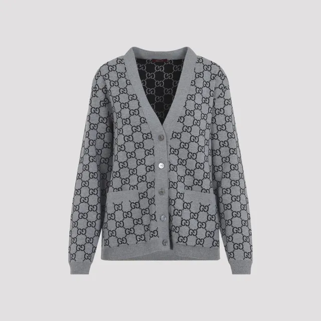 Gucci Cardigan 713300.XKCNA-1130 GREY IVORY | IlDuomo