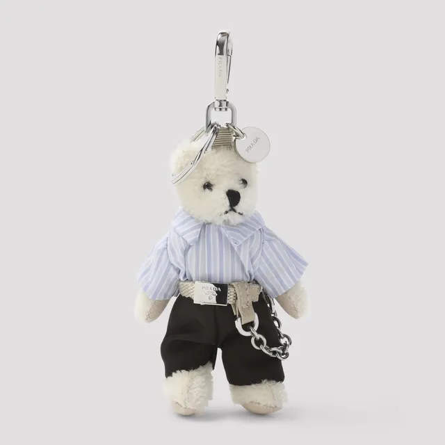 小物 PRADA Teddy Saffiano Leather Keyring Prada Bear Trick Keychain | Saks Fifth Avenue