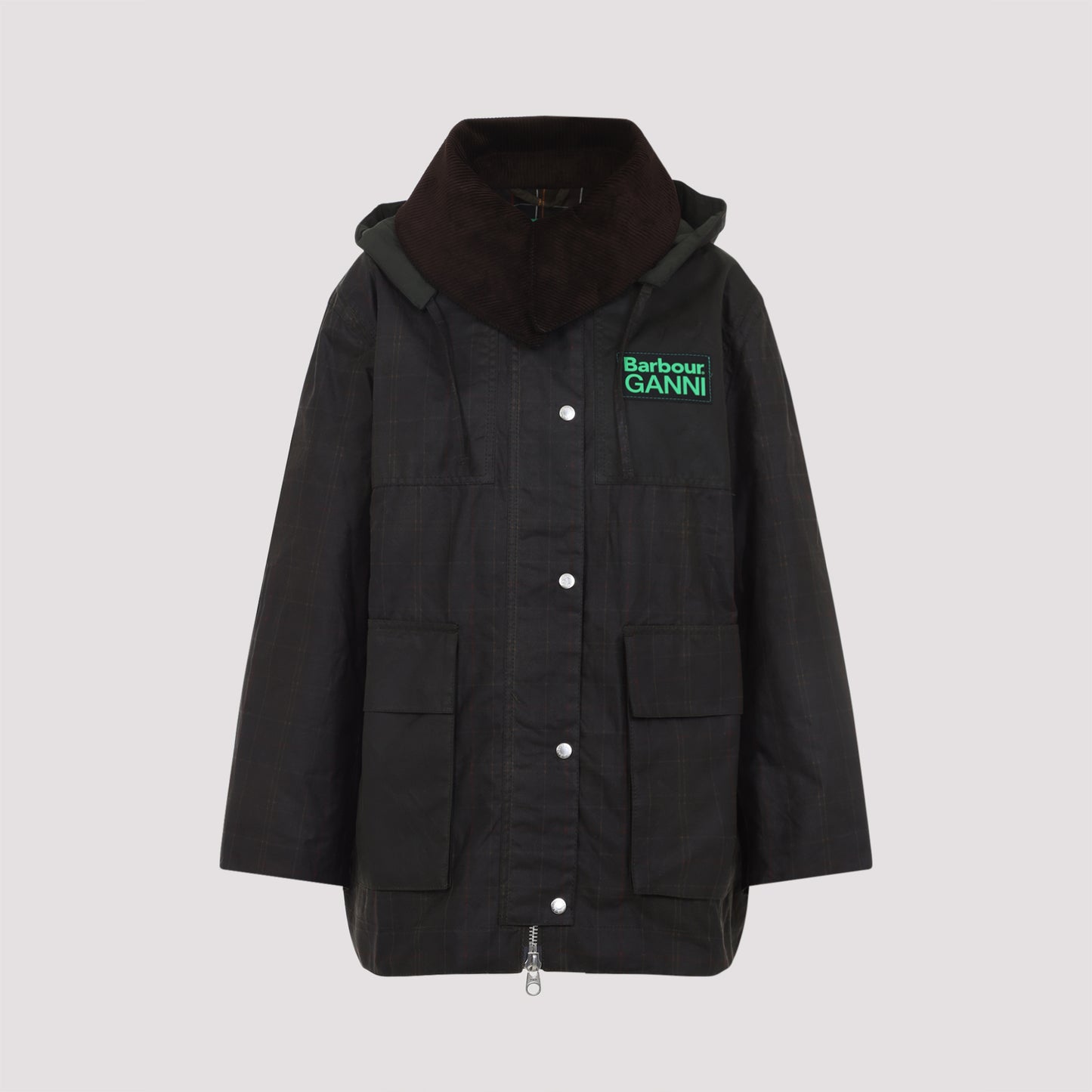 Barbour x Ganni Hood TTN Duffle Wax Jacket