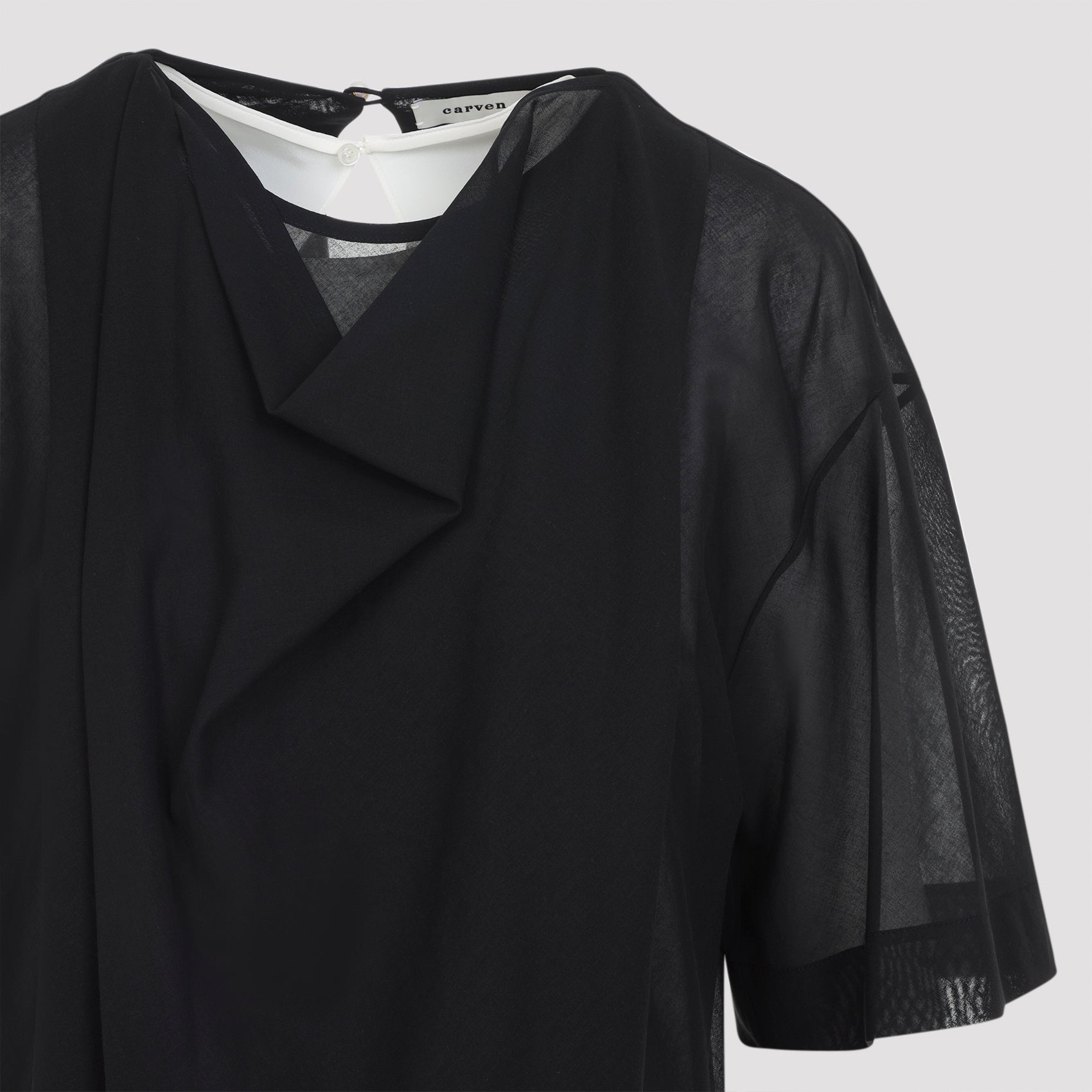 Carven Sheer Draped Midi Dress