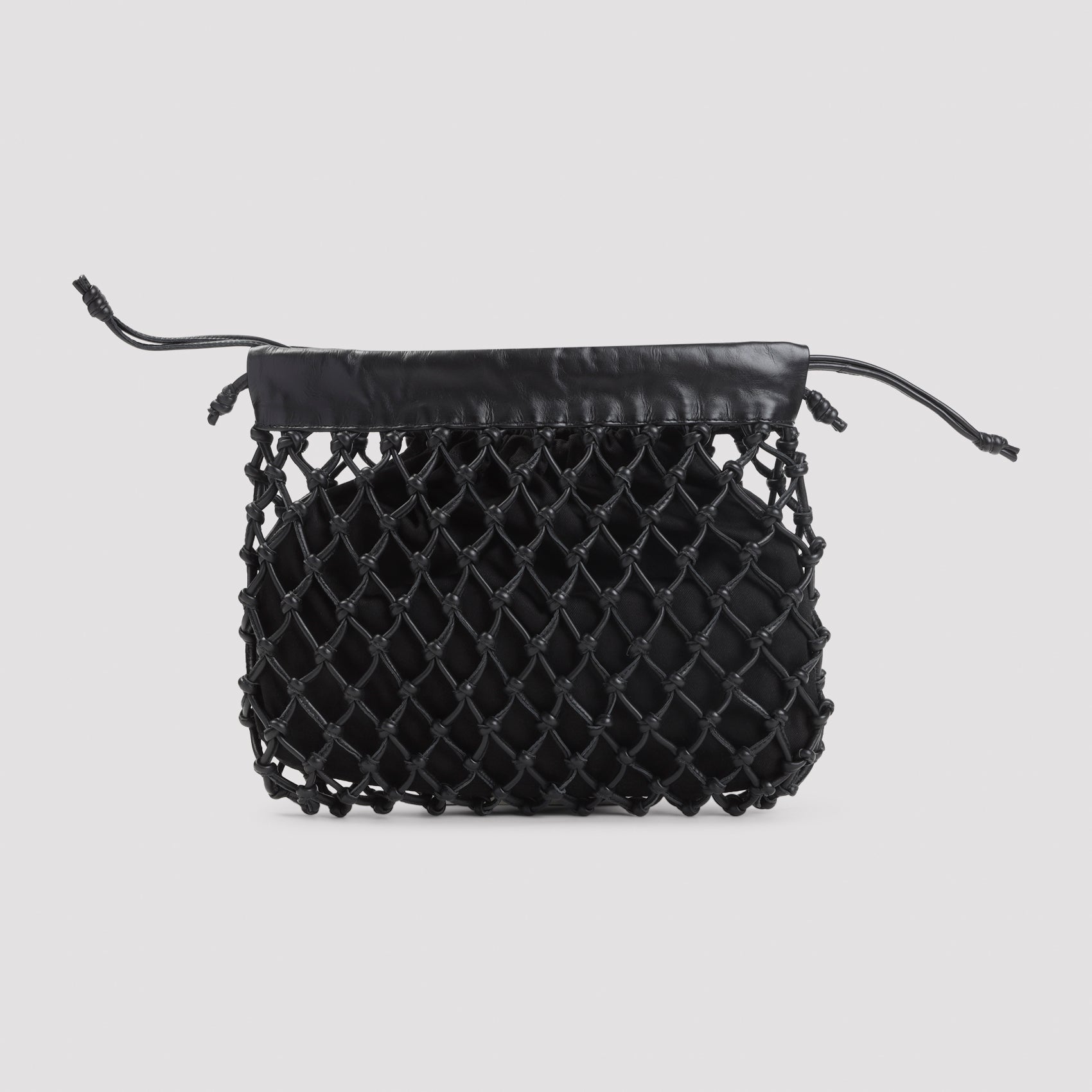 The Frankie Shop Morgan Leather Macramé Small Pouch