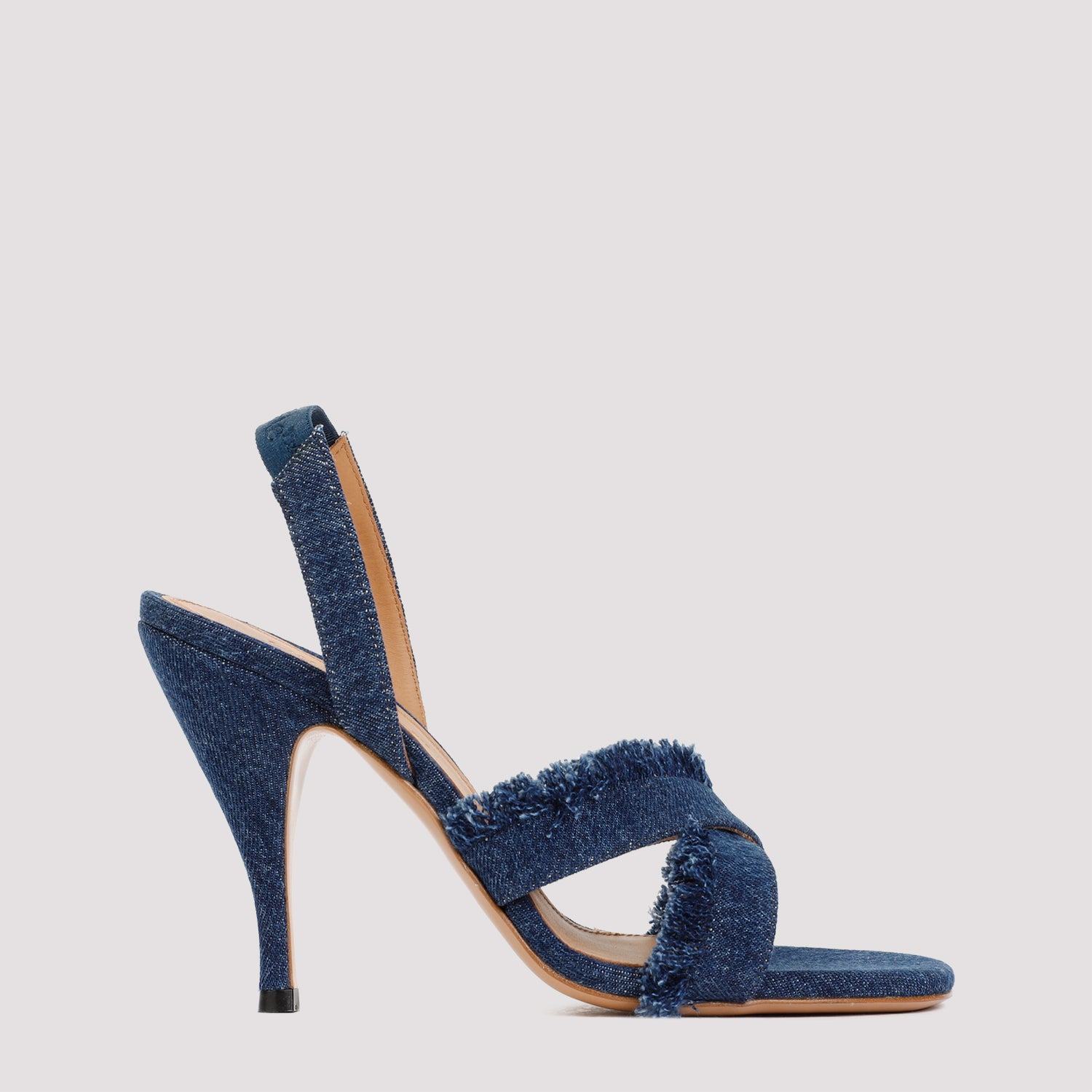 Off White Curvy Heel Denim Sandal