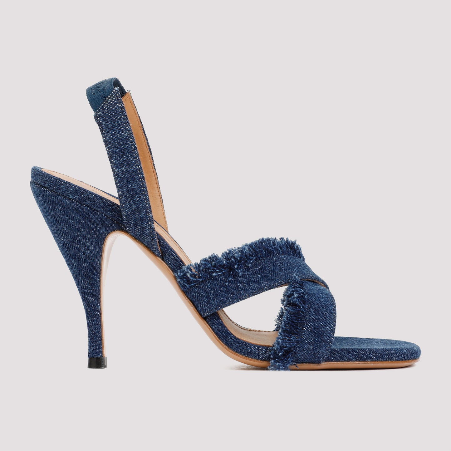 Off White Curvy Heel Denim Sandal