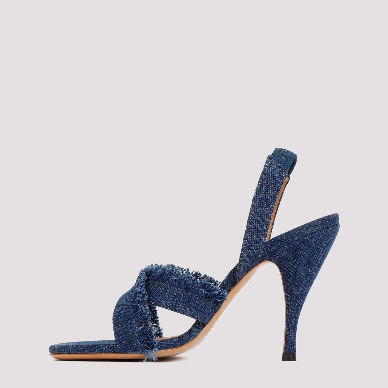 Off White Curvy Heel Denim Sandal