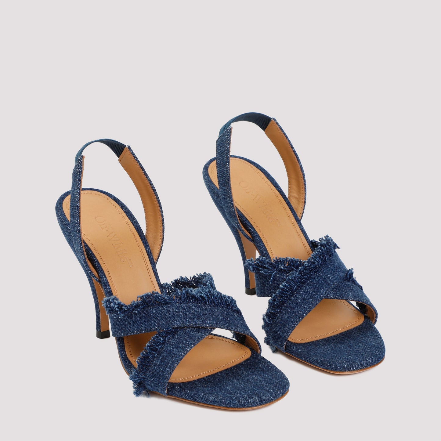Off White Curvy Heel Denim Sandal