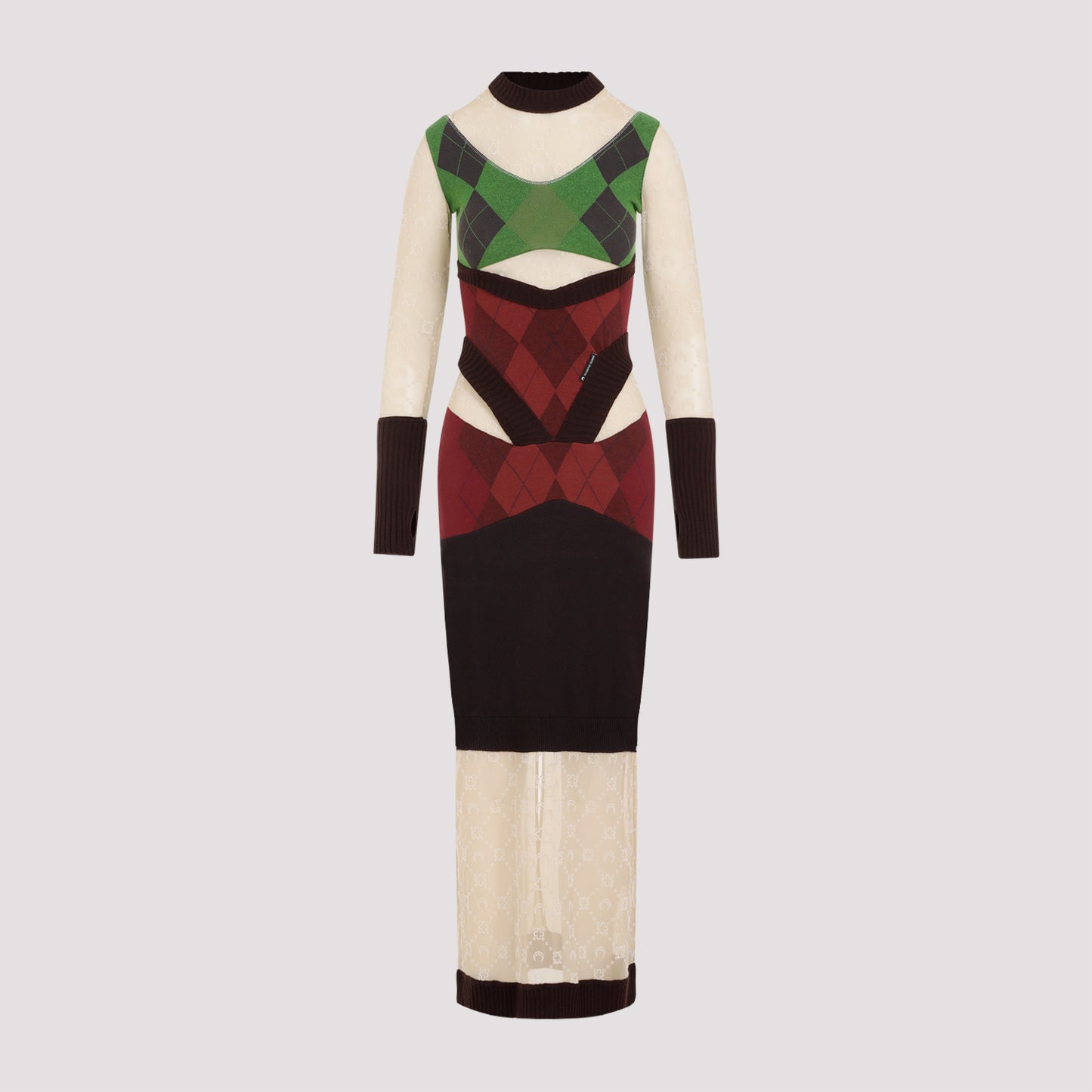 Marine Serre Regenerated Lozenge Knit Fitted Dress