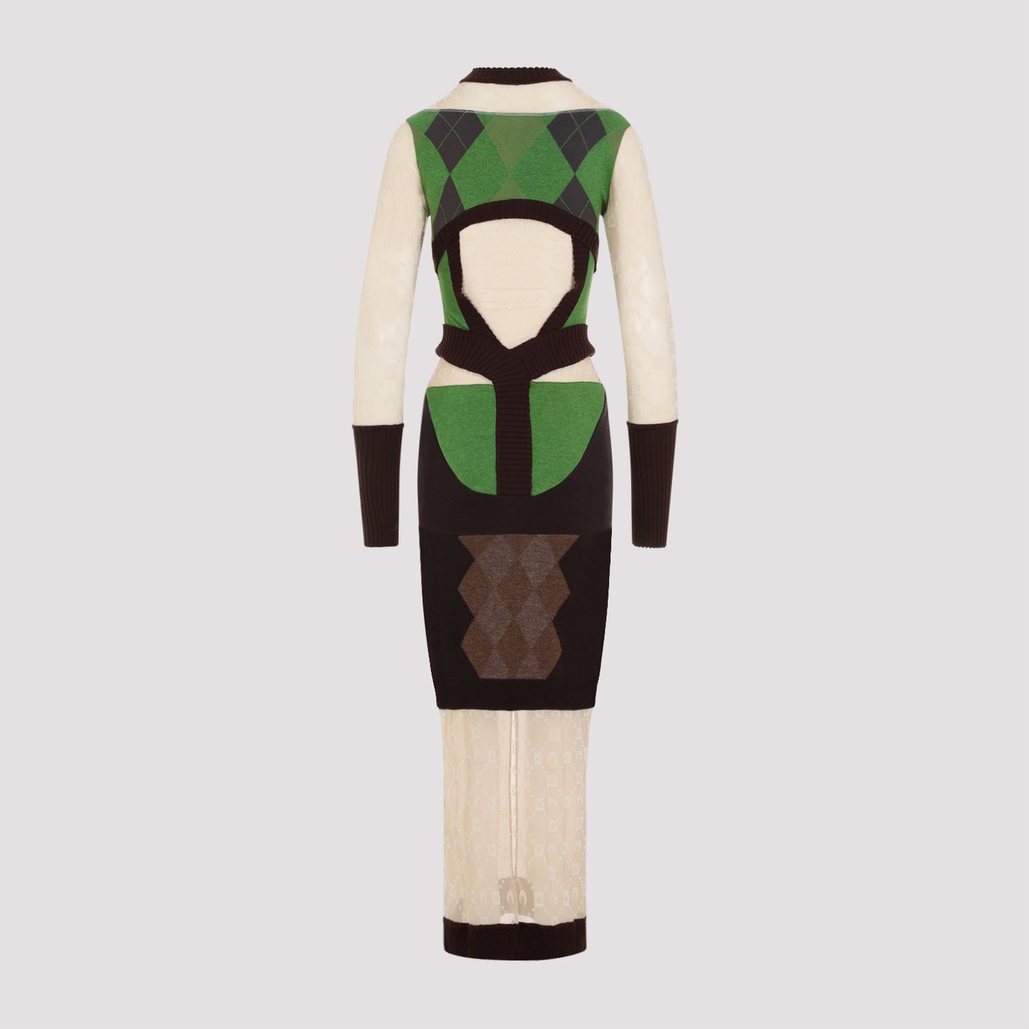 Marine Serre Regenerated Lozenge Knit Fitted Dress