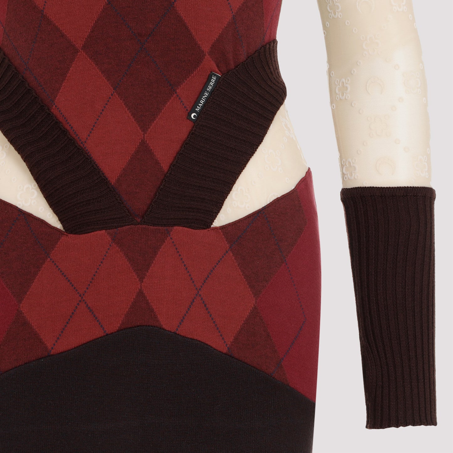 Marine Serre Regenerated Lozenge Knit Fitted Dress
