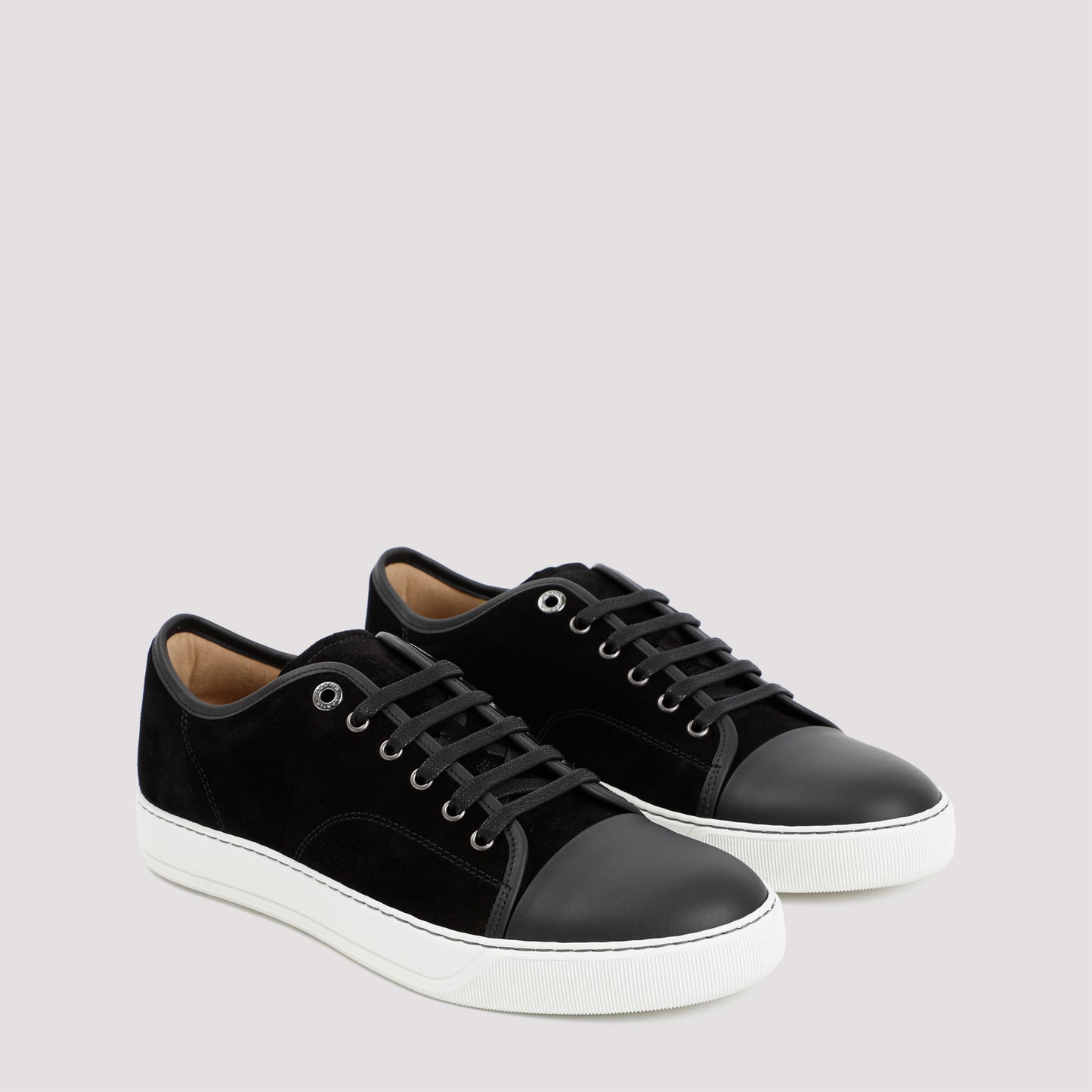 Lanvin Suede And Nappa Captoe Low To Sneakers