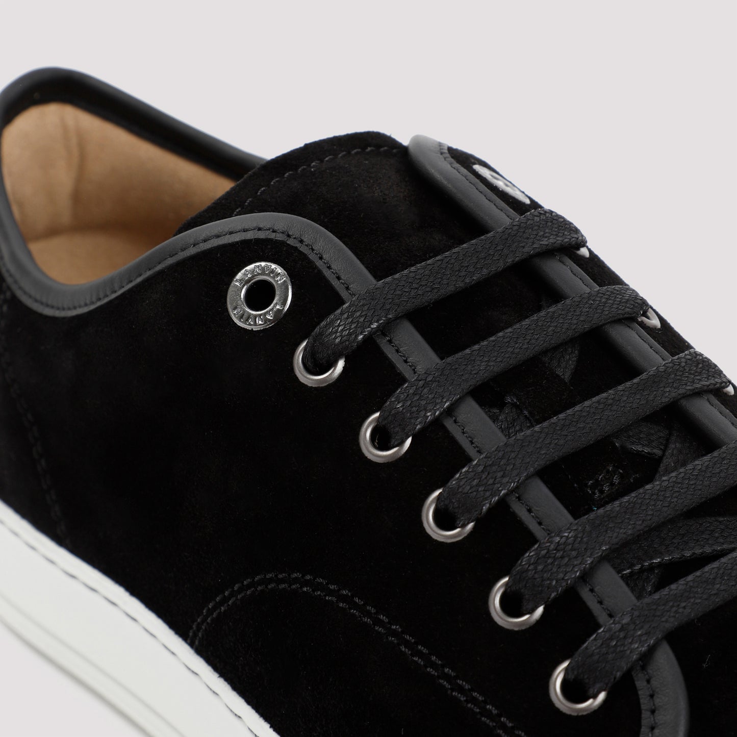 Lanvin Suede And Nappa Captoe Low To Sneakers