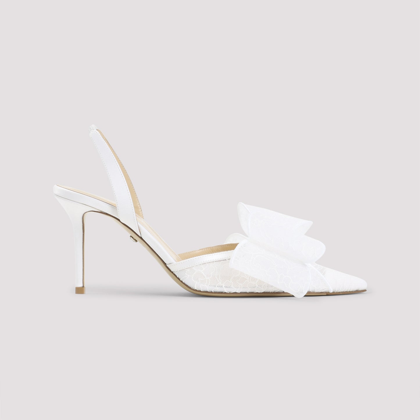 Mach & Mach Le Cadeau White Lace Slingback