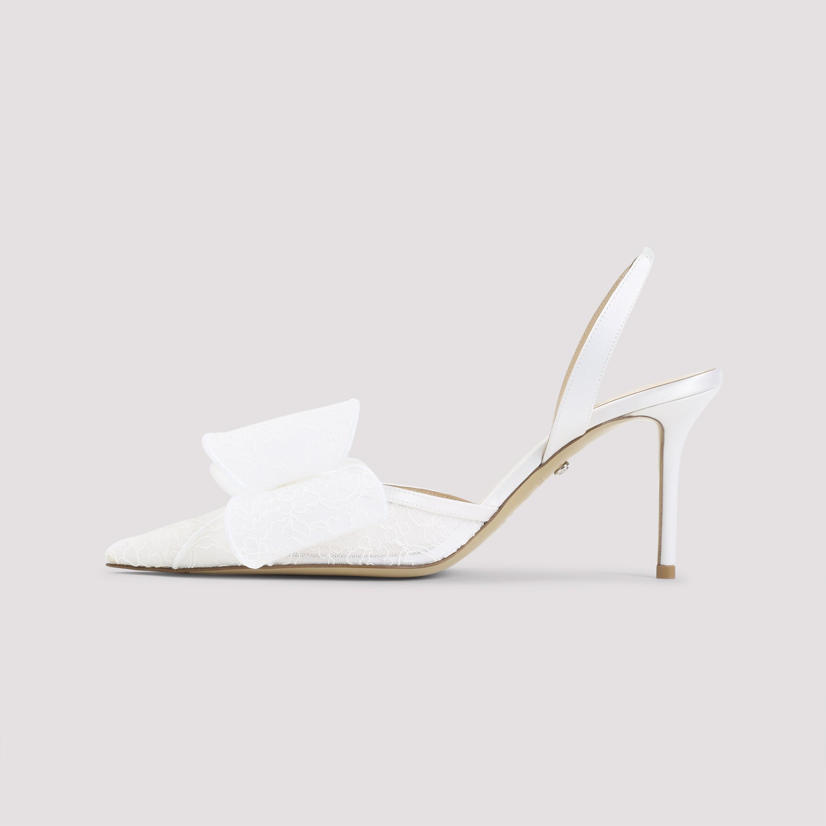 Mach & Mach Le Cadeau White Lace Slingback