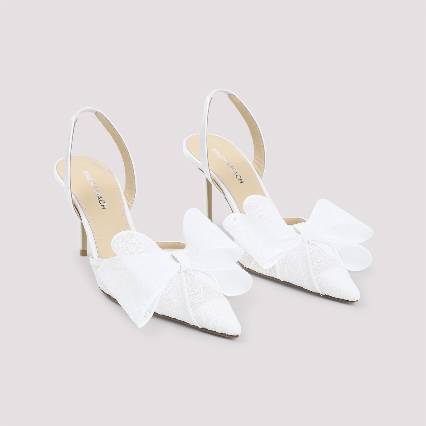 Mach & Mach Le Cadeau White Lace Slingback