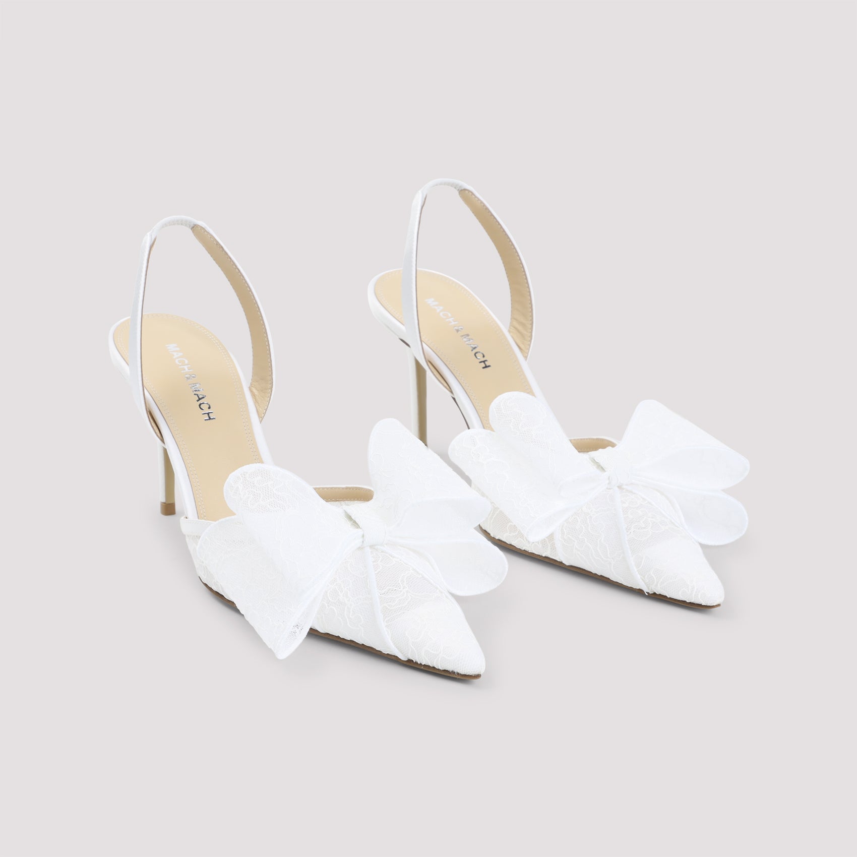 Mach & Mach Le Cadeau White Lace Slingback