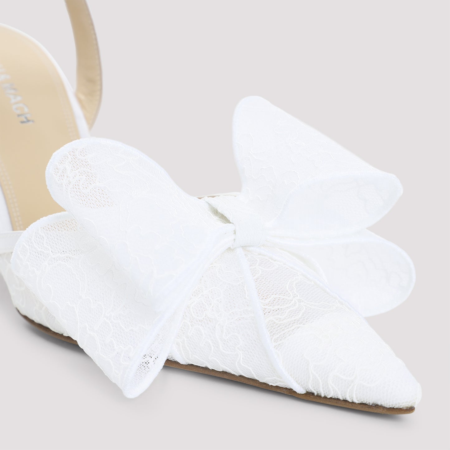 Mach & Mach Le Cadeau White Lace Slingback
