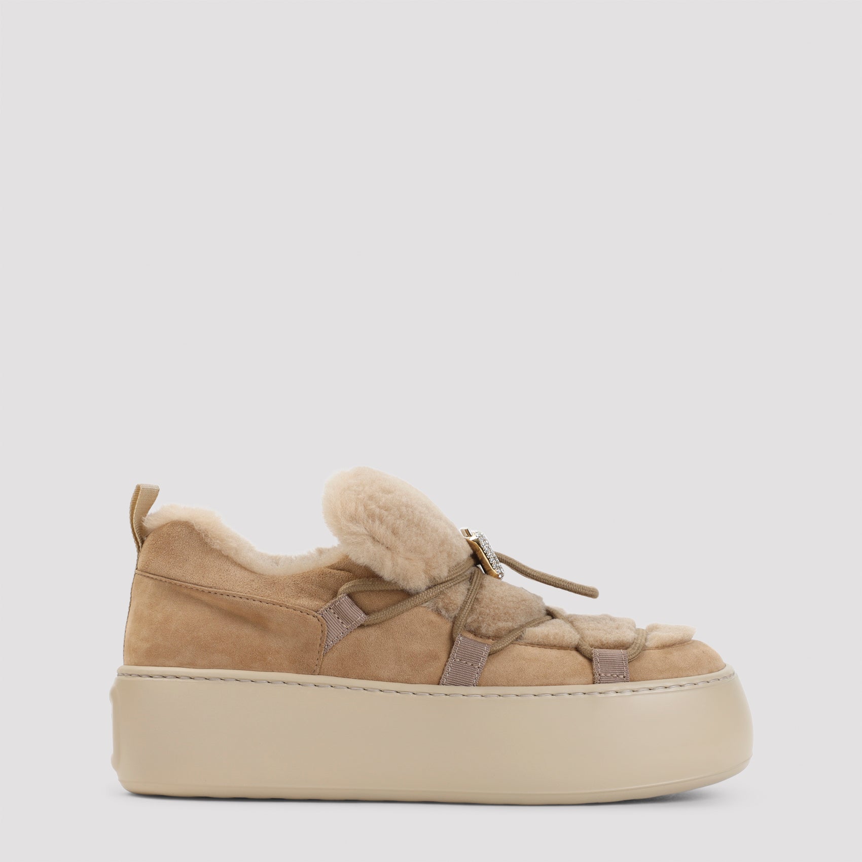Roger Vivier Snow Lace Up Fur