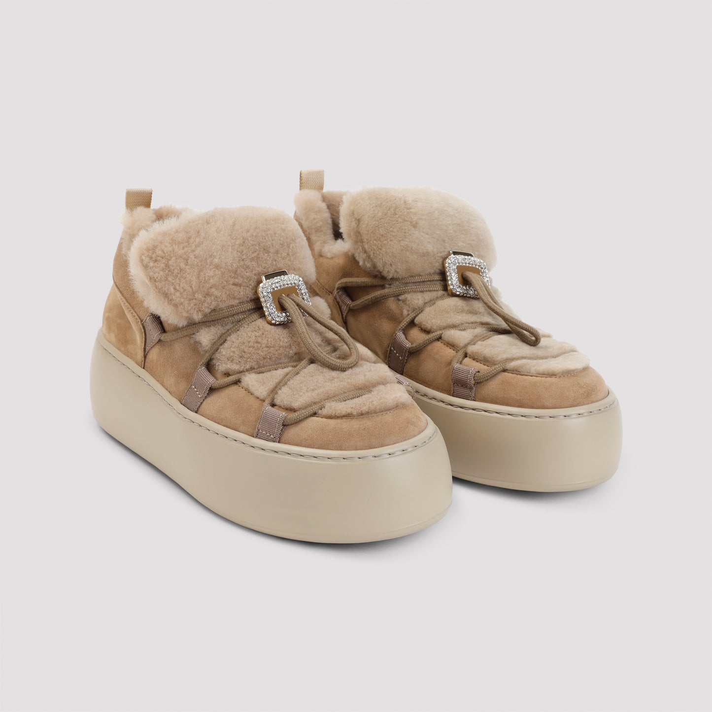 Roger Vivier Snow Lace Up Fur