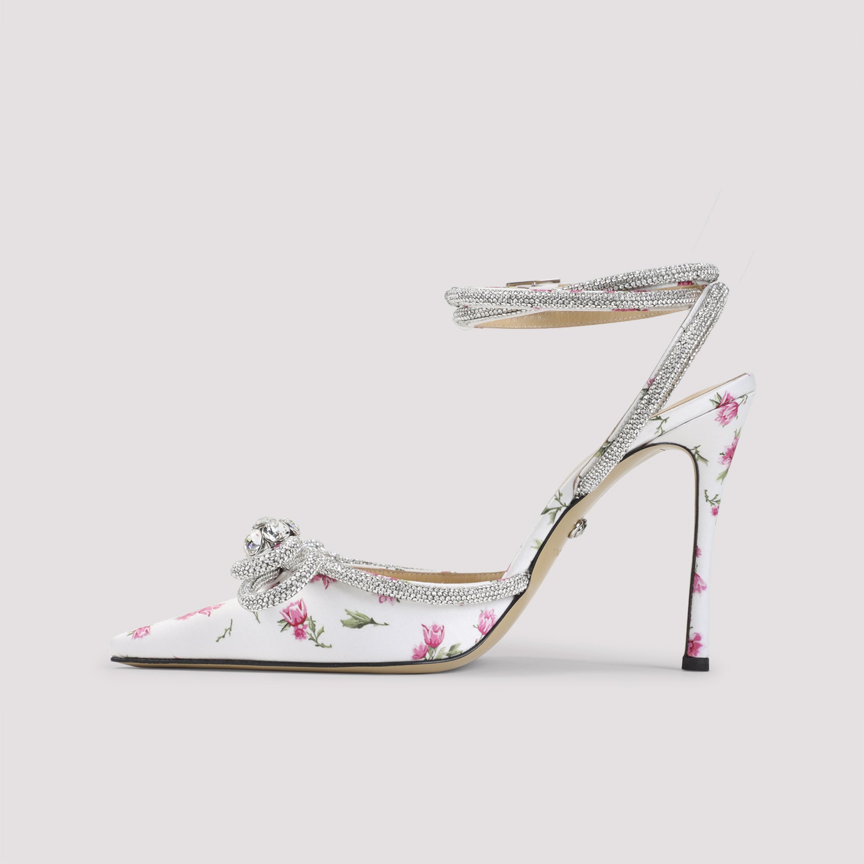 Mach & Mach Double Bow Cheri Floral Satin High Heels Sandals