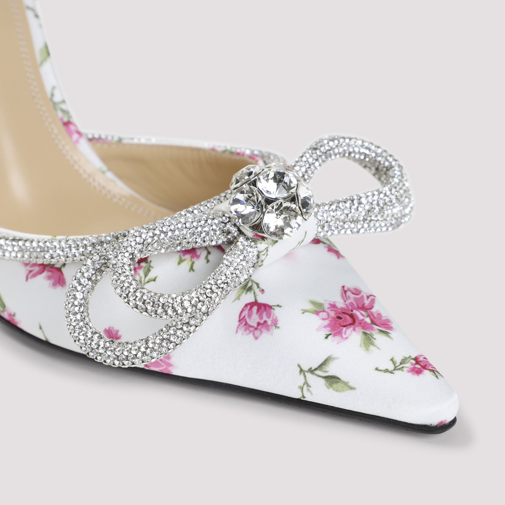 Mach & Mach Double Bow Cheri Floral Satin High Heels Sandals
