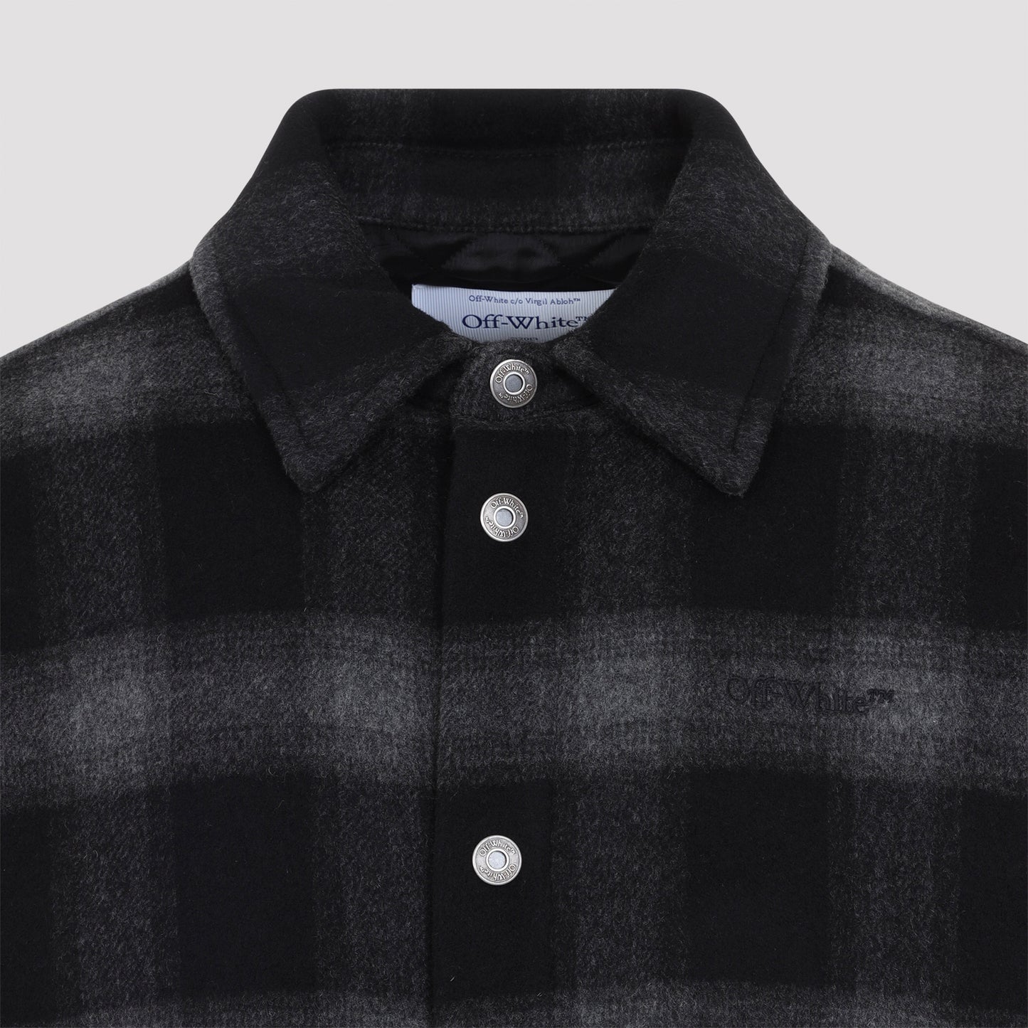 Off-White Flannel Wool Overshirt Padded Coat