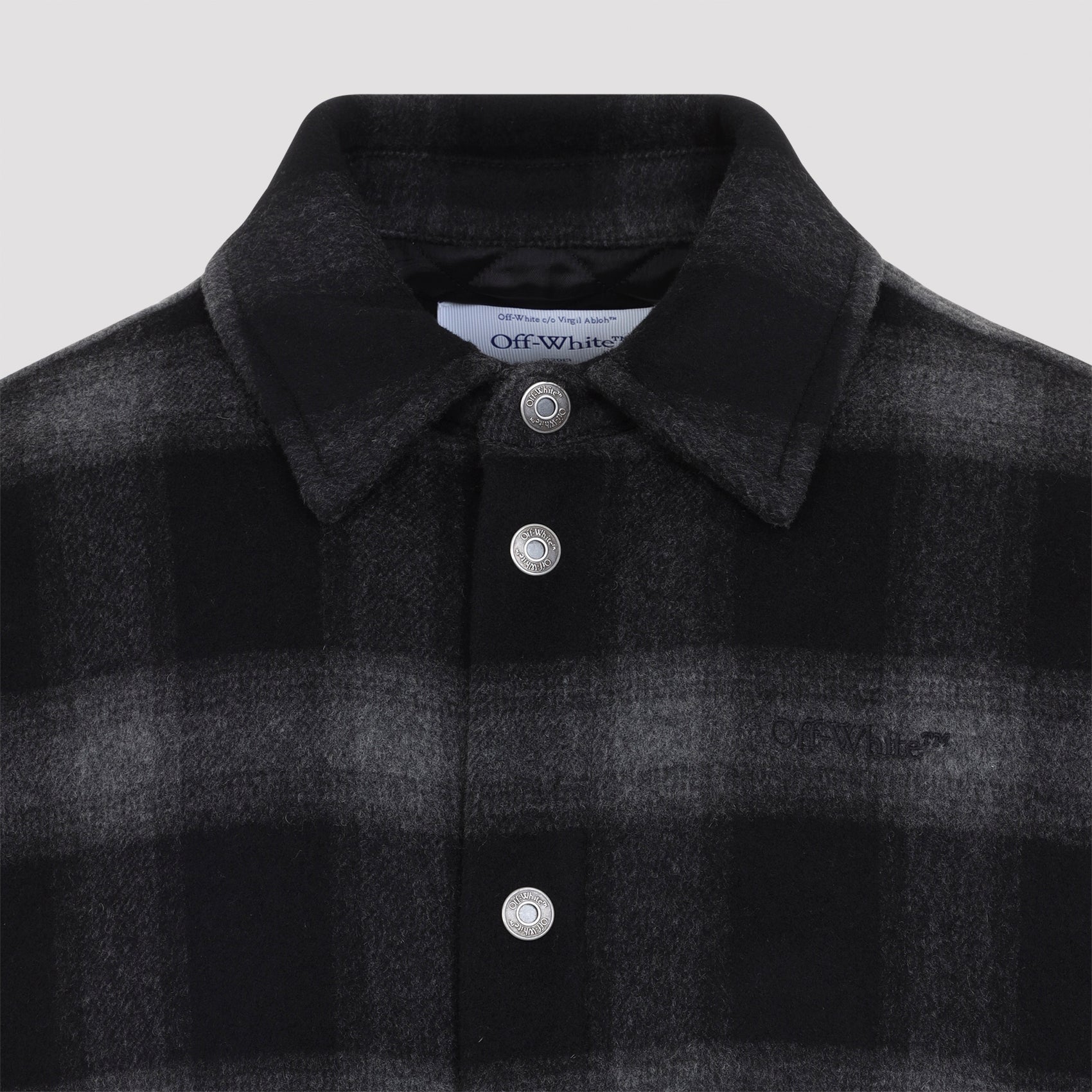 Off-White Flannel Wool Overshirt Padded Coat