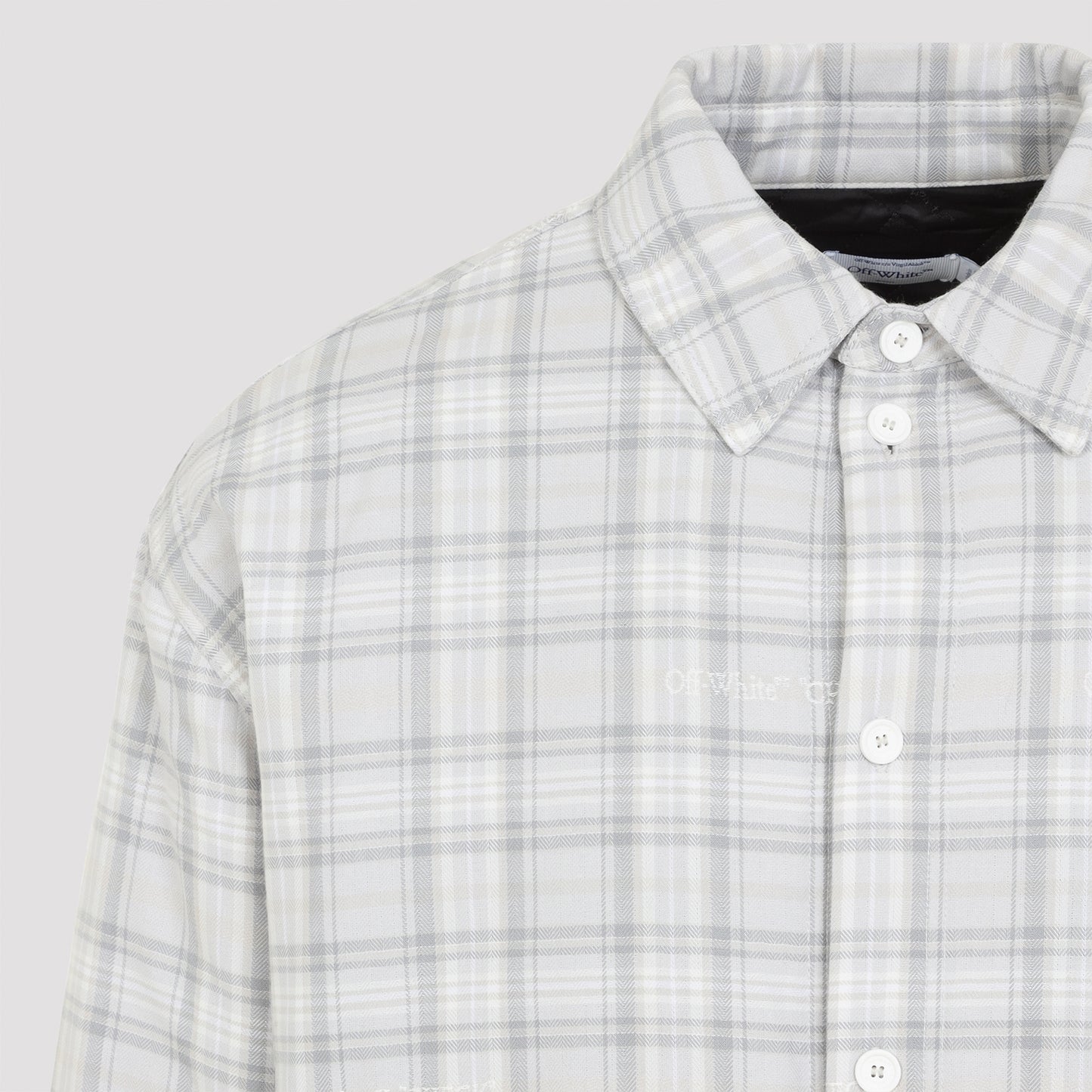 Off-White Flannel Wool Overshirt Padded Coat
