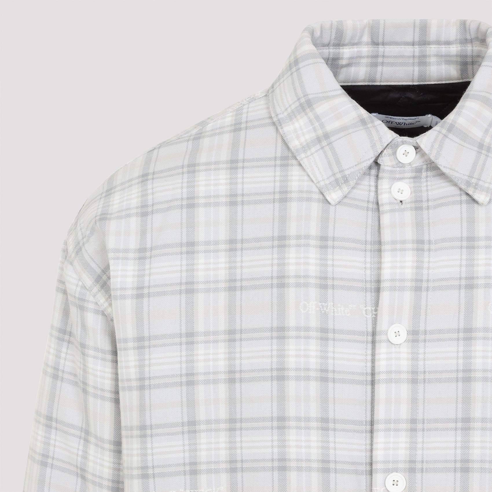 Off-White Flannel Wool Overshirt Padded Coat