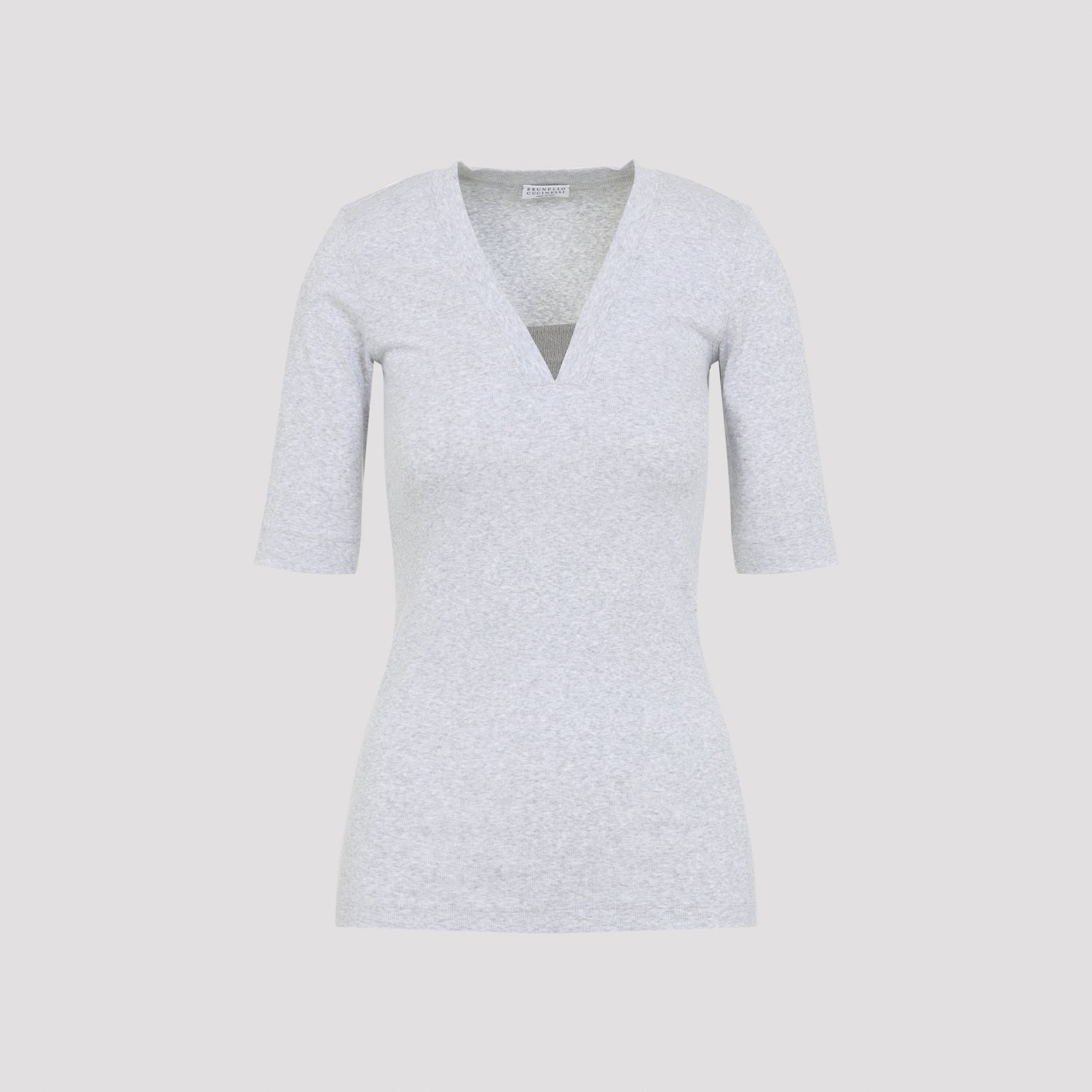 Brunello Cucinelli V-Neck Ribbed T-Shirt