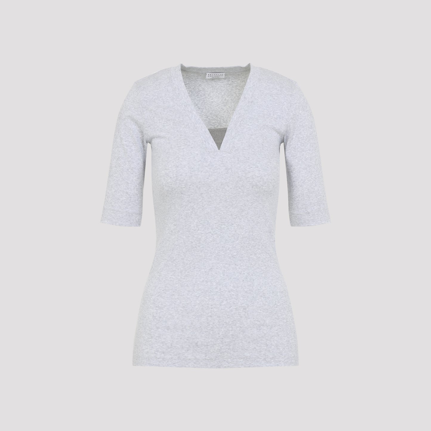 Brunello Cucinelli V-Neck Ribbed T-Shirt