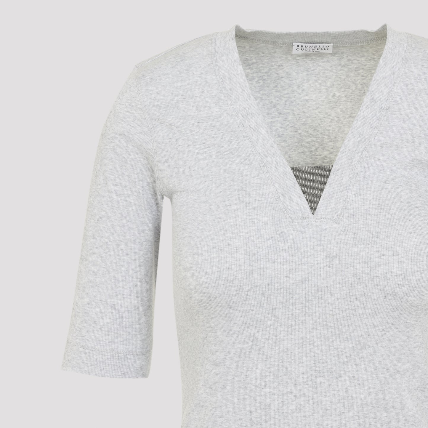Brunello Cucinelli V-Neck Ribbed T-Shirt