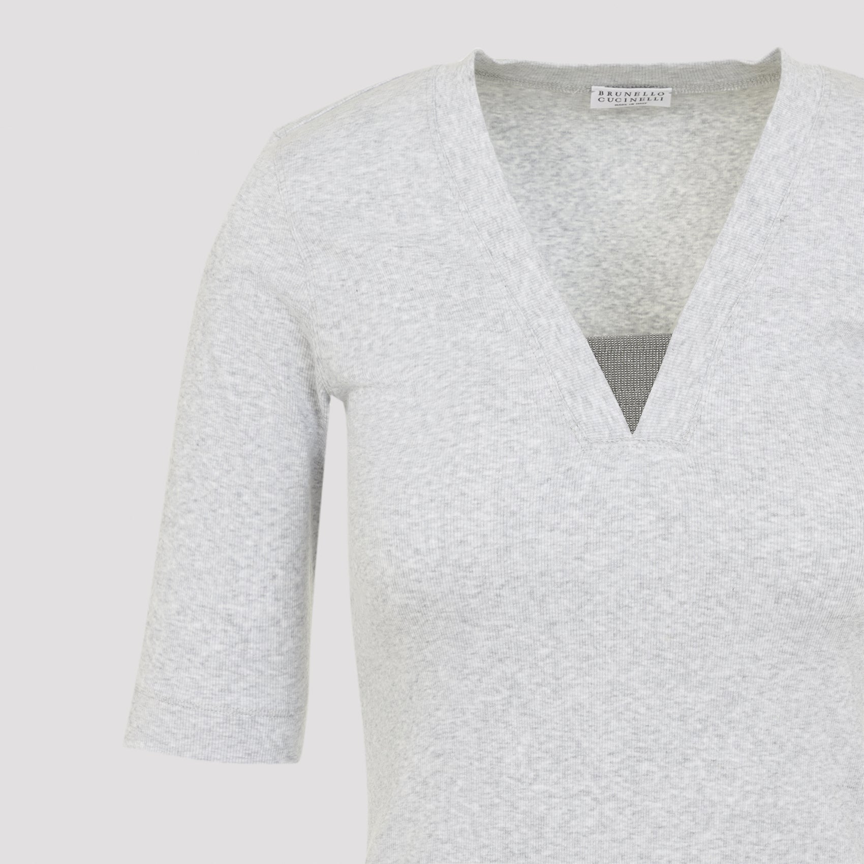 Brunello Cucinelli V-Neck Ribbed T-Shirt