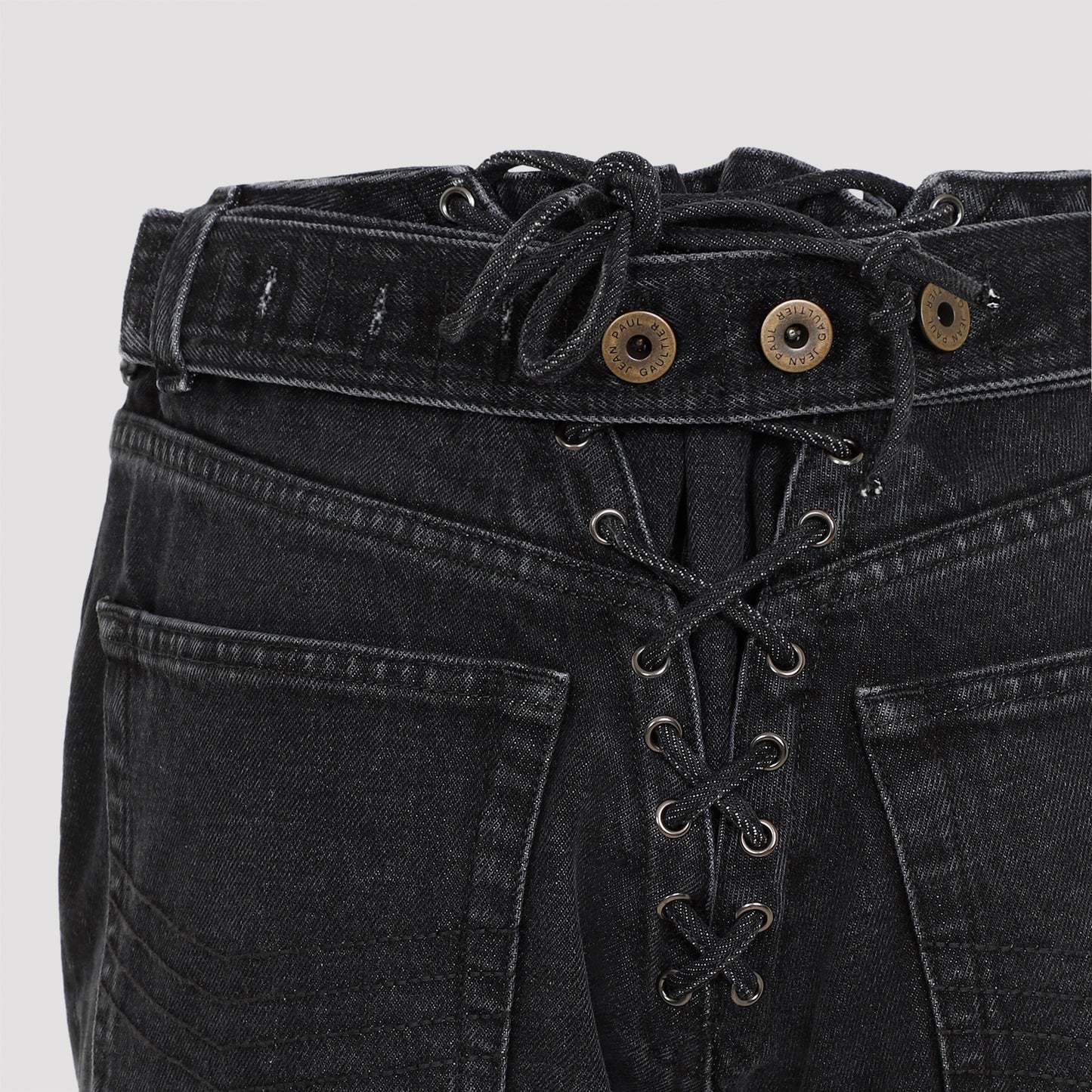 Jean Paul Gaultier Denim Jeans With Lacing And Knee Bonding Detail
