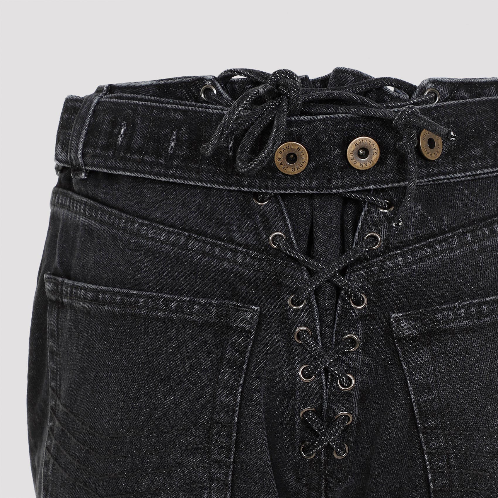 Jean Paul Gaultier Denim Jeans With Lacing And Knee Bonding Detail