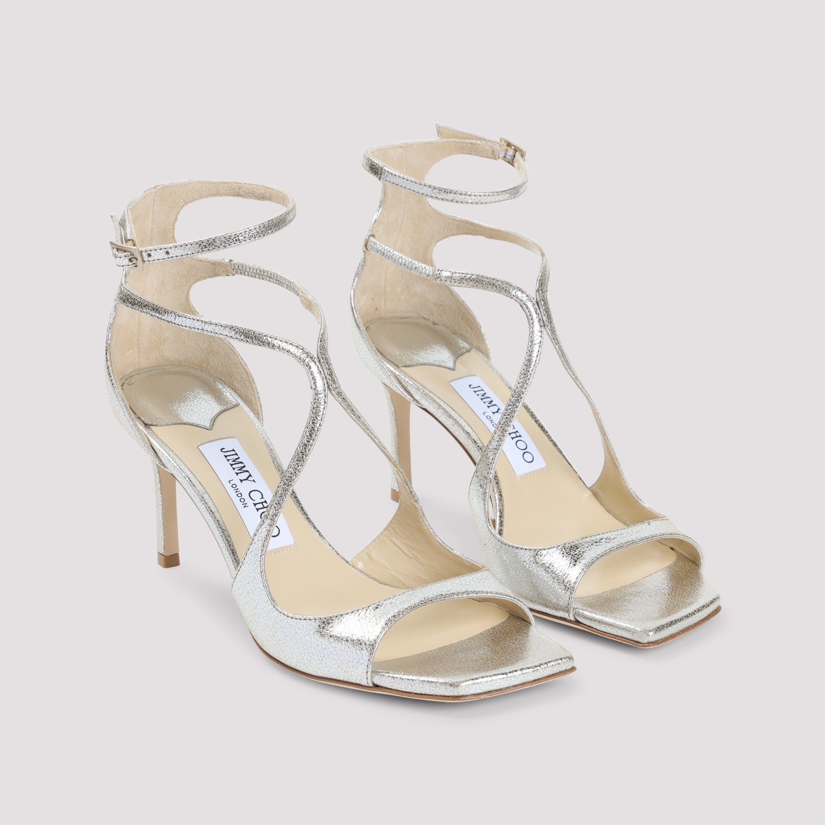 Jimmy Choo Leather Glitter Azia 75 Sandals