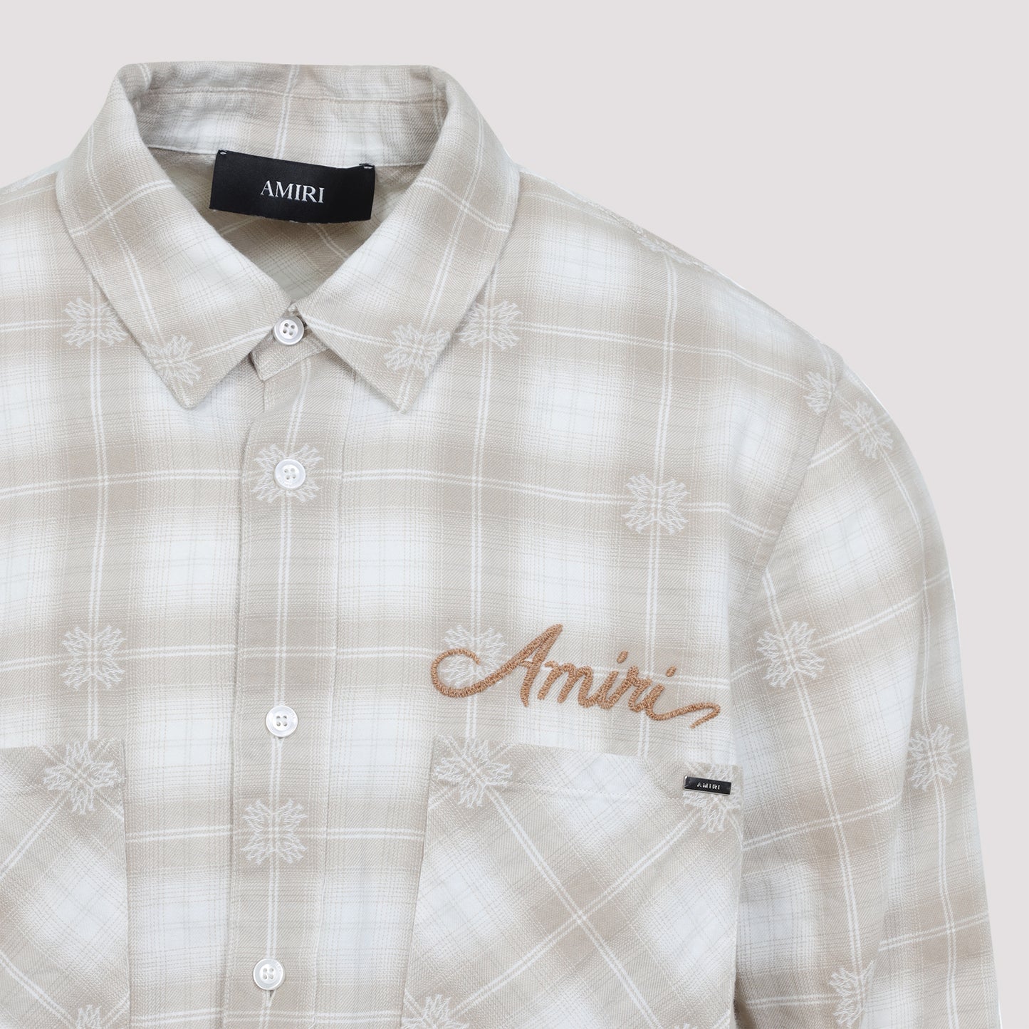 Amiri Bleach Patch Flannel Bandana Shirt