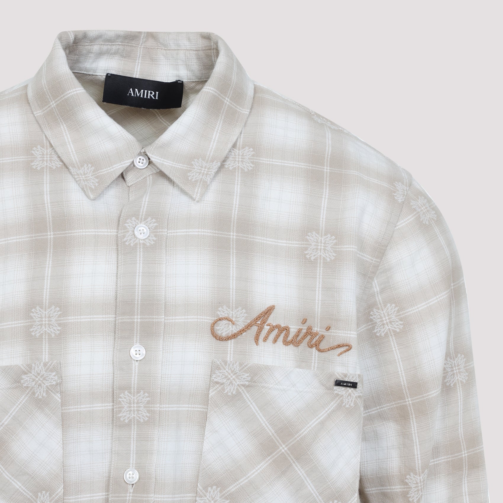 Amiri Bleach Patch Flannel Bandana Shirt