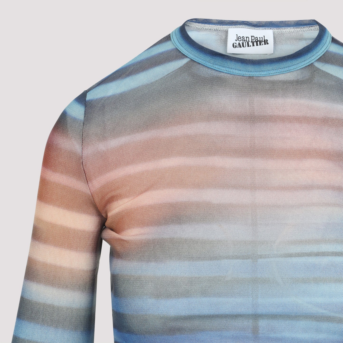 Jean Paul Gaultier Mesh Printed "Air" Long Sleeves Top