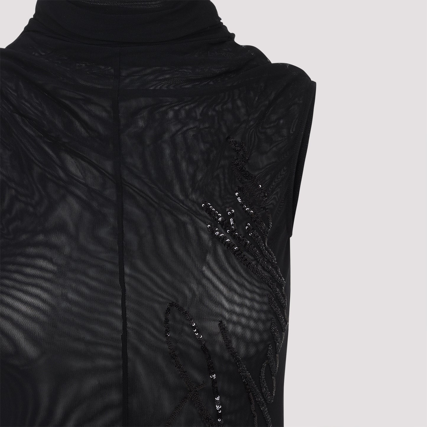 Jean Paul Gaultier Mesh Long Dress With Sequins
