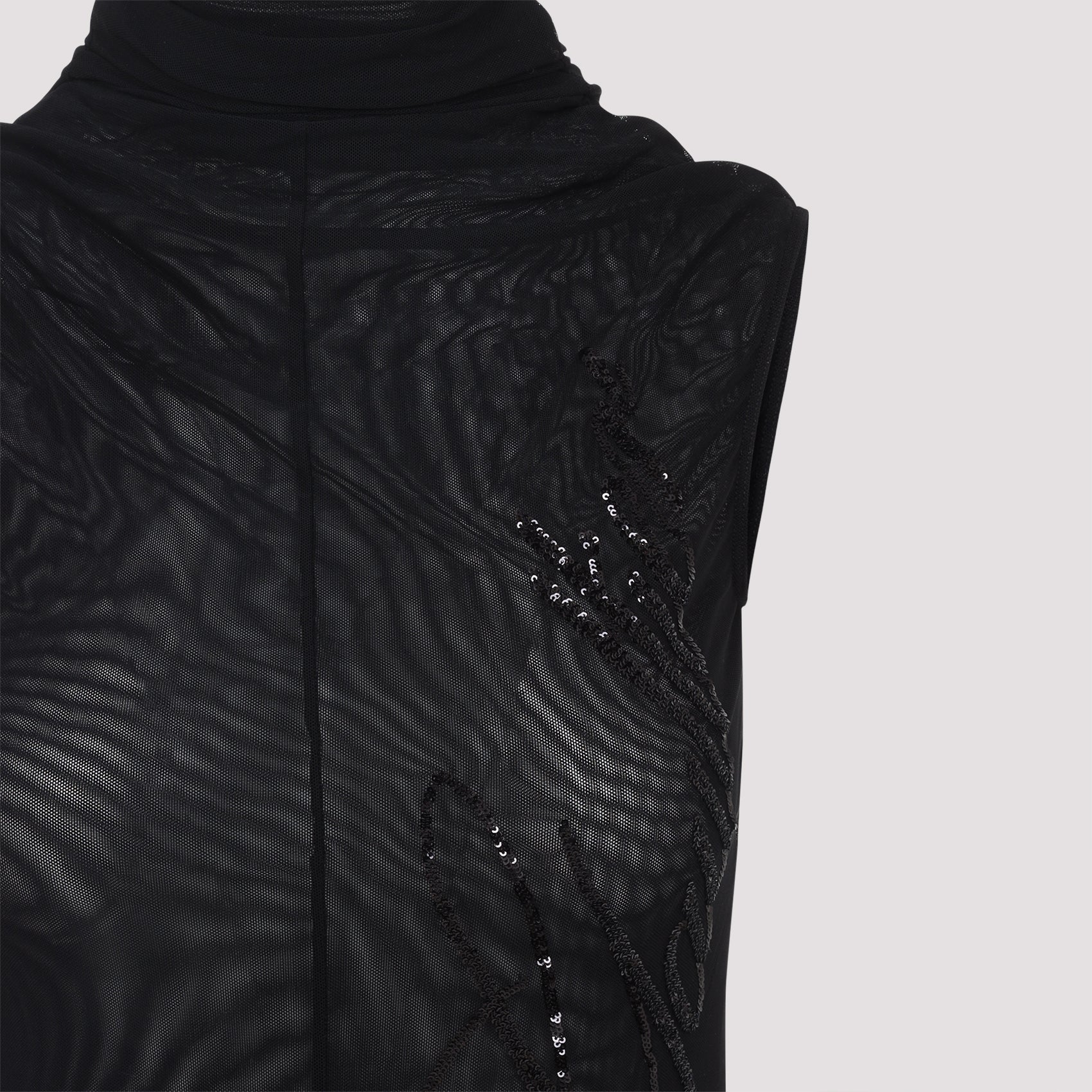 Jean Paul Gaultier Mesh Long Dress With Sequins