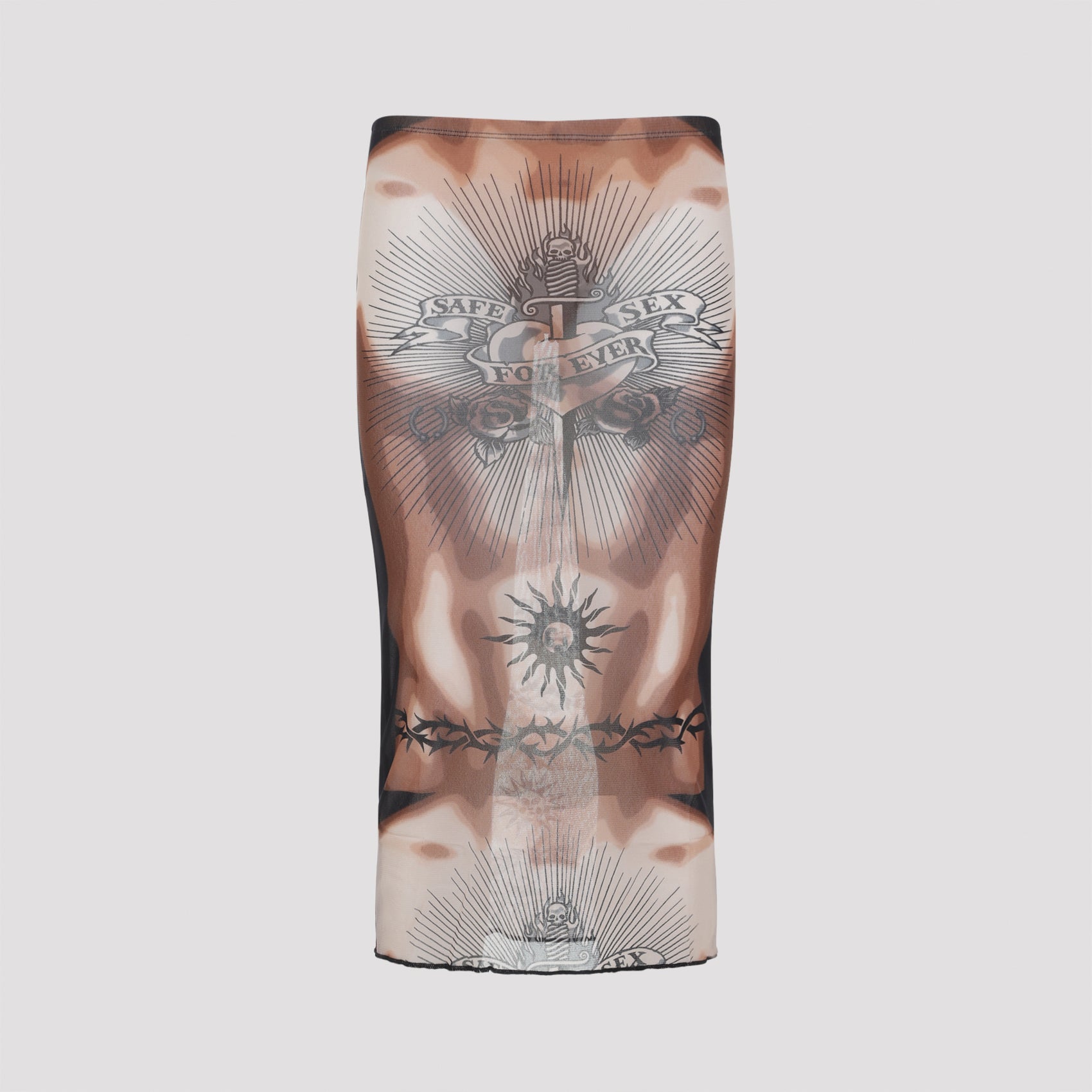 Jean Paul Gaultier Safe Sex Tattoo Midi Skirt