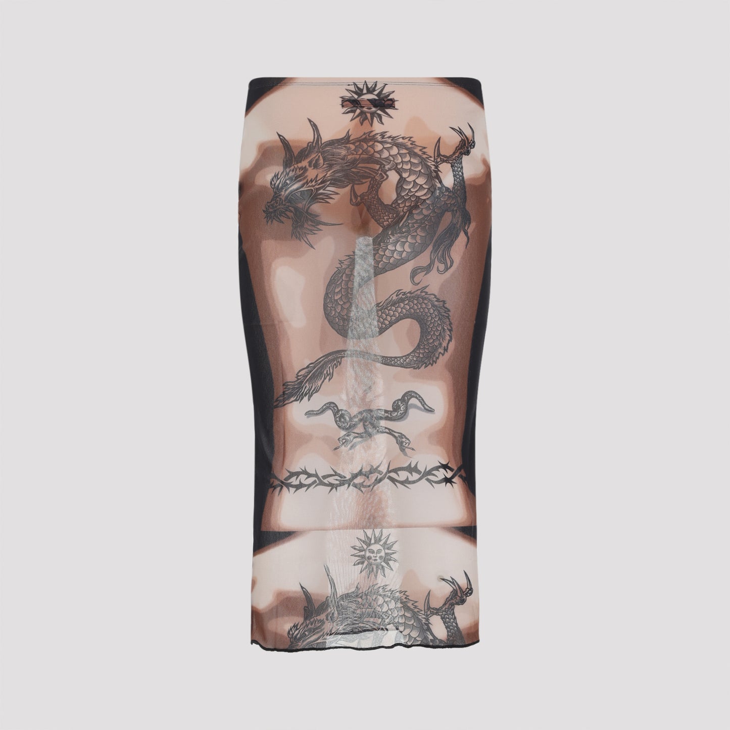 Jean Paul Gaultier Safe Sex Tattoo Midi Skirt