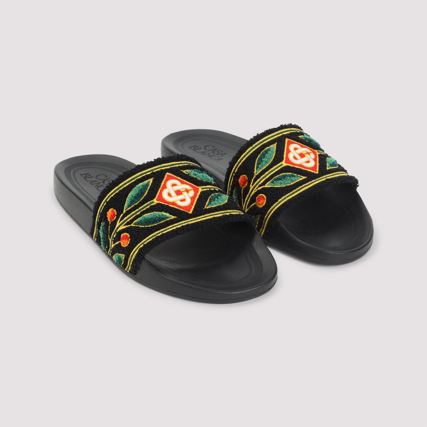 Casablanca Embroidered Terry Slider Sandals