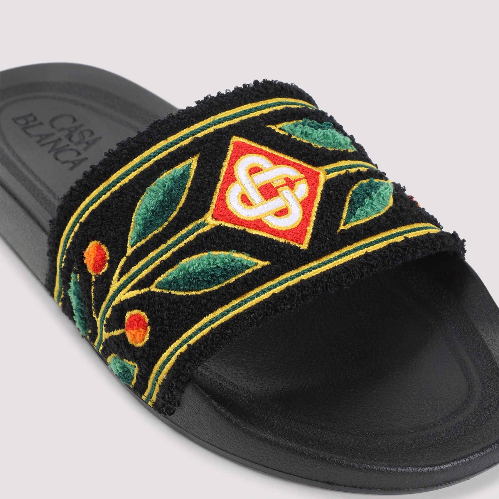 Casablanca Embroidered Terry Slider Sandals