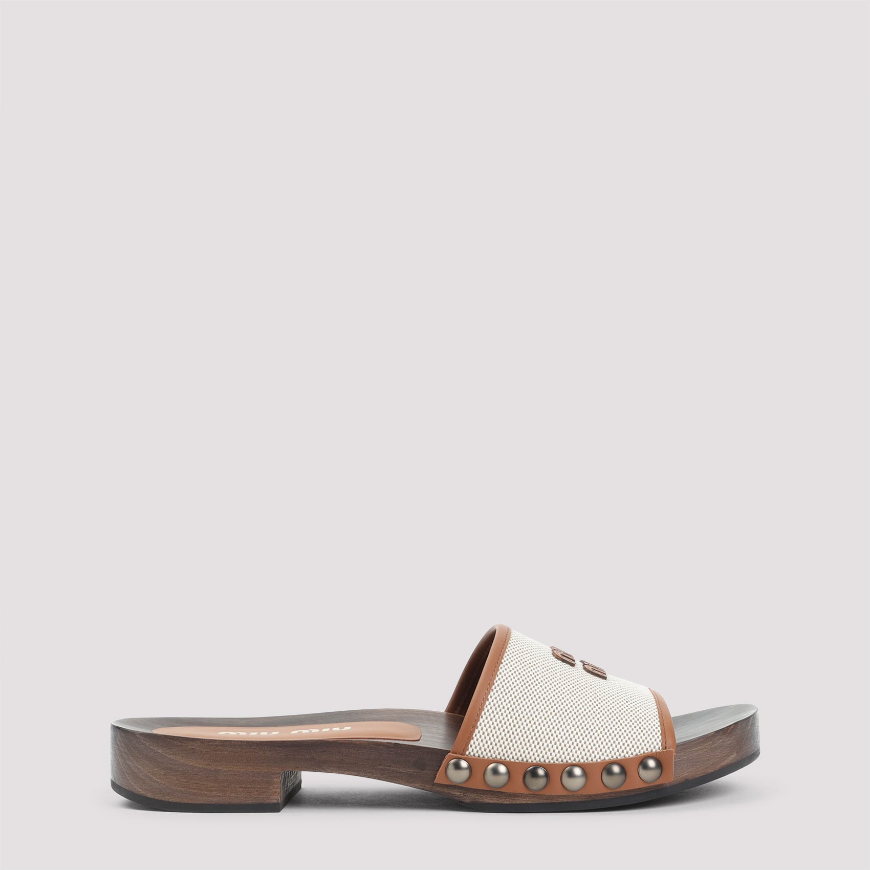 Miu Miu Canvas and Leather Clogs