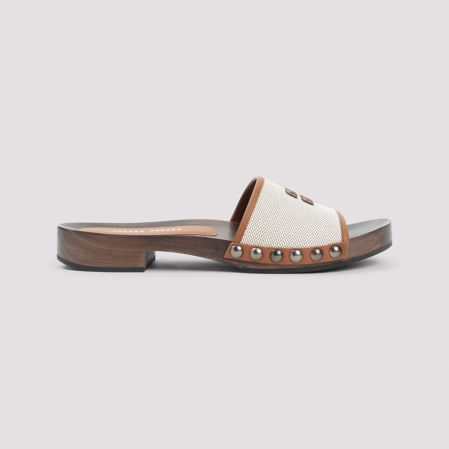 Miu Miu Canvas and Leather Clogs