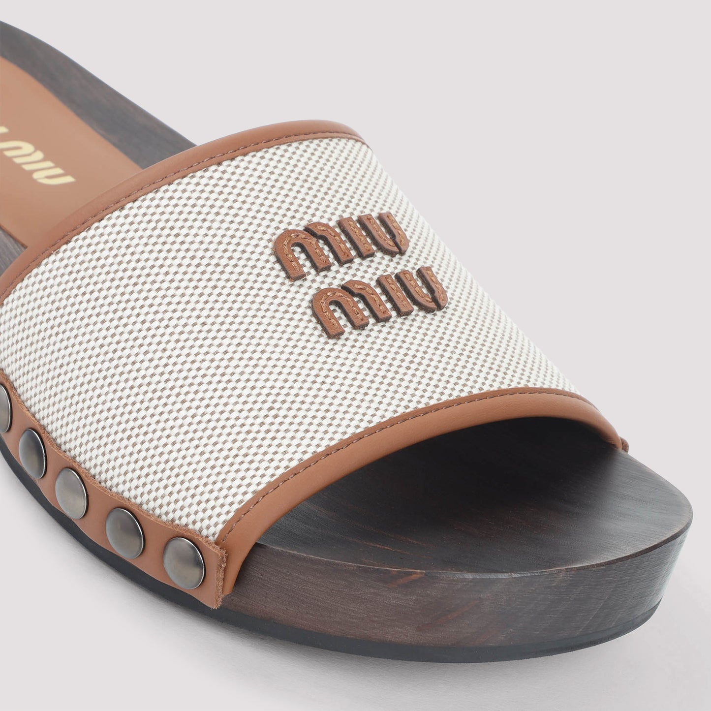 Miu Miu Canvas and Leather Clogs