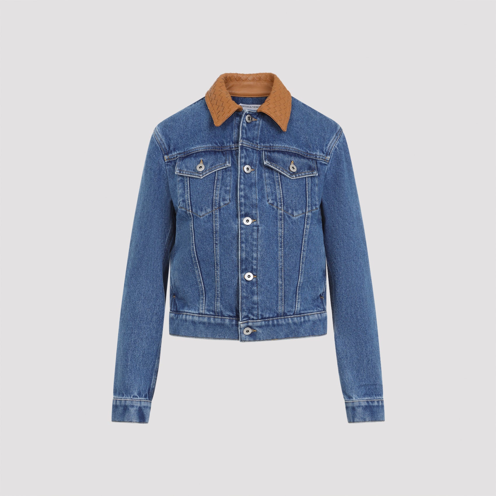 Bottega Veneta Denim Intrecciato Collar Jacket