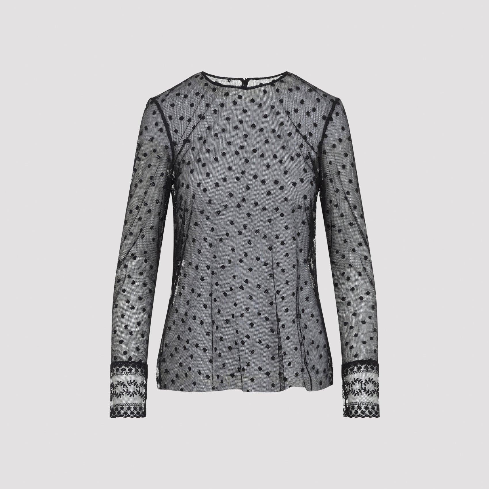 Alberta Ferretti L/S Pois Tulle Top